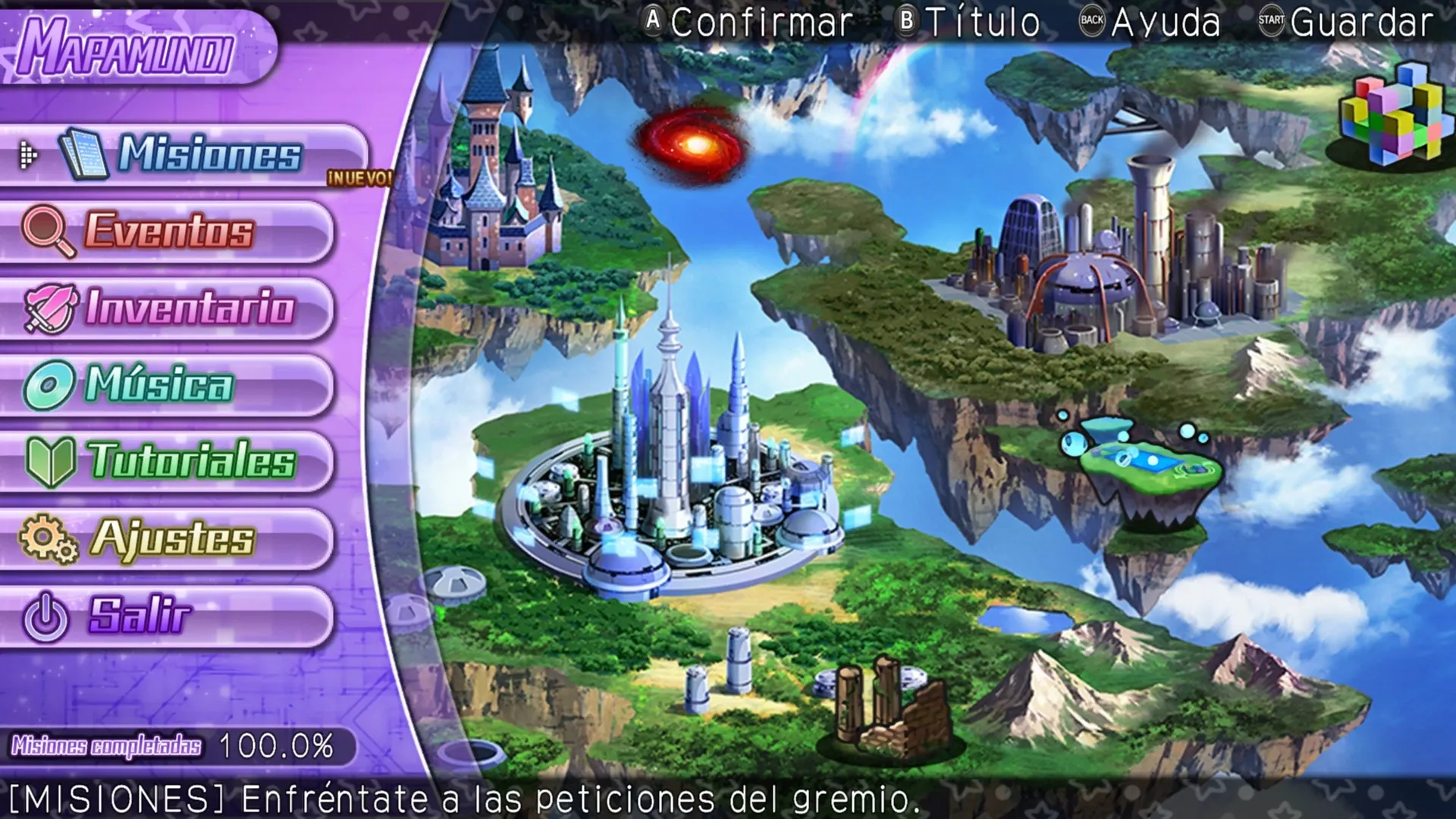 Portada de la entrada: Neptunia U - Act. 2: Mapamundi e inventario